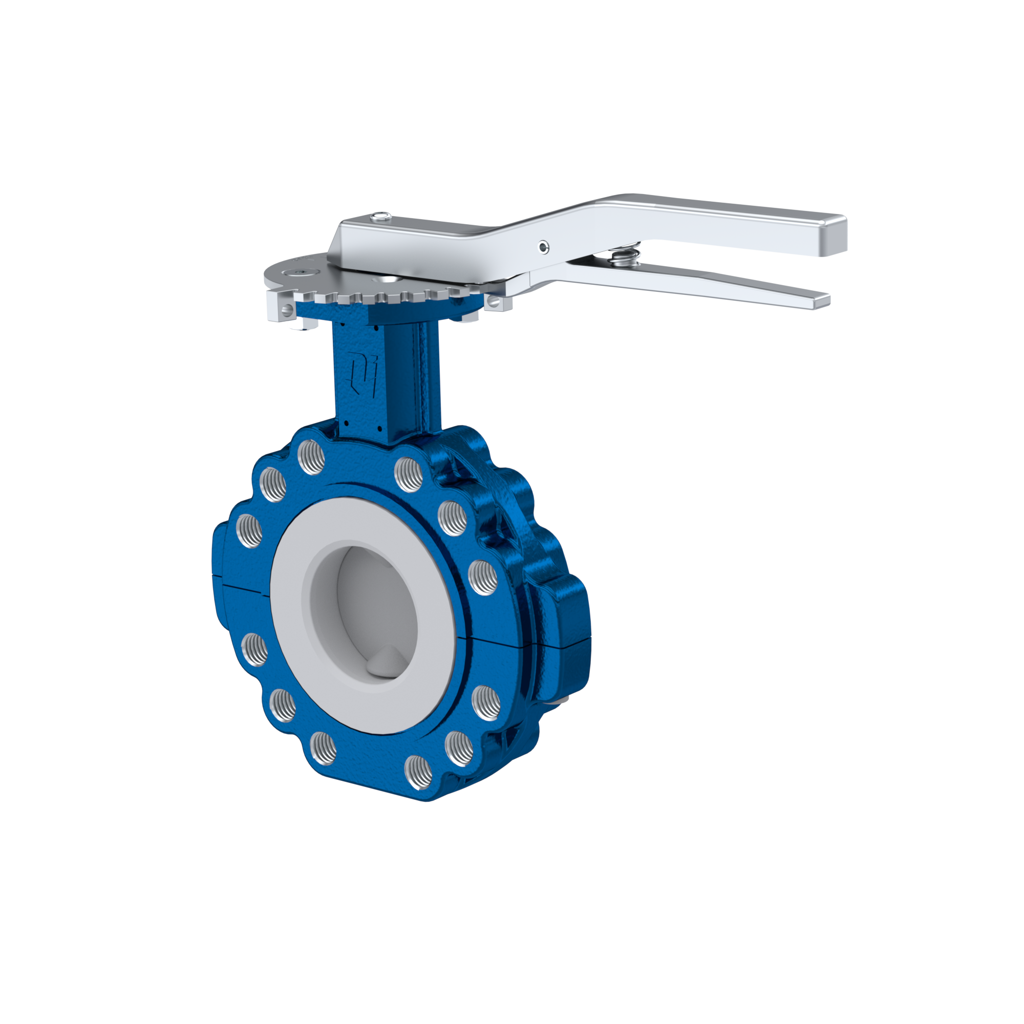 Przepustnica PFA PTFE AK10 DN65 PN10-PN16 dźwignia ręczna wkladka Silikon