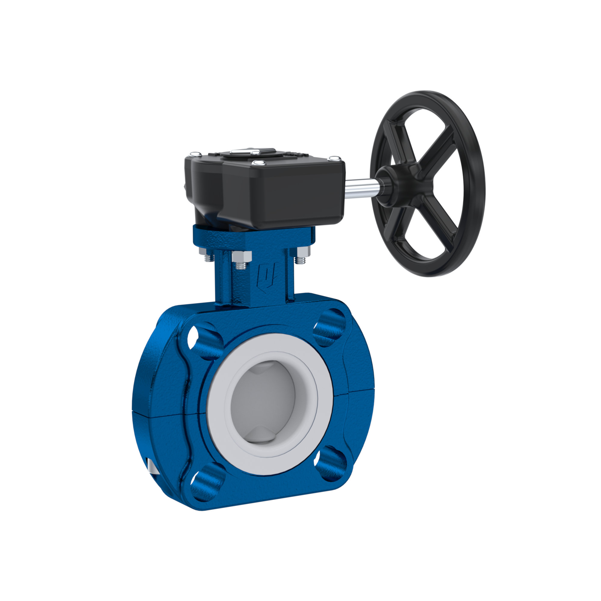 Butterfly-valve PTFE AK09 DN40 PN10-PN16 handwheel gearbox silicone insert