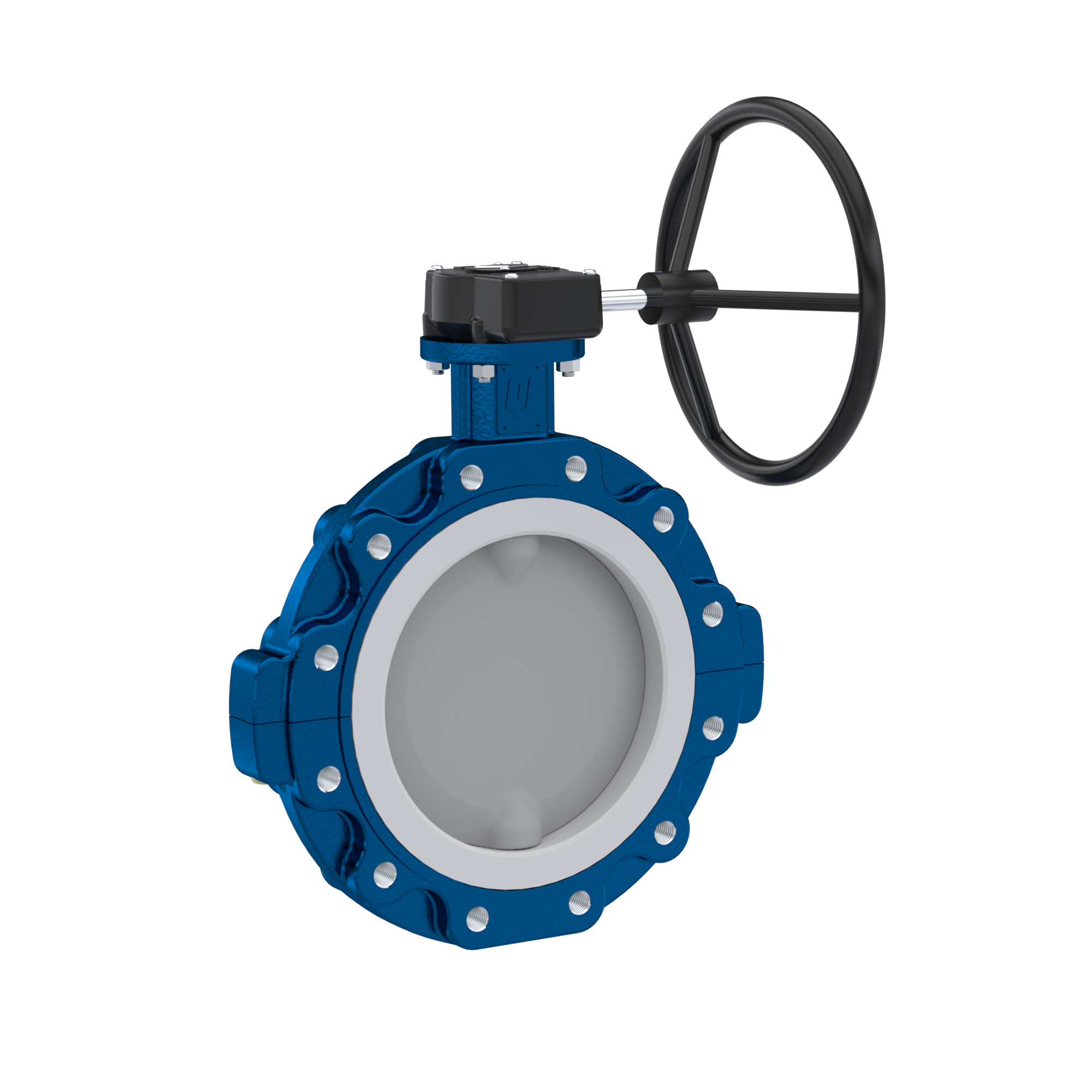 Butterfly-valve PTFE AK10 DN350 ANSI150 handwheel gearbox EPDM insert