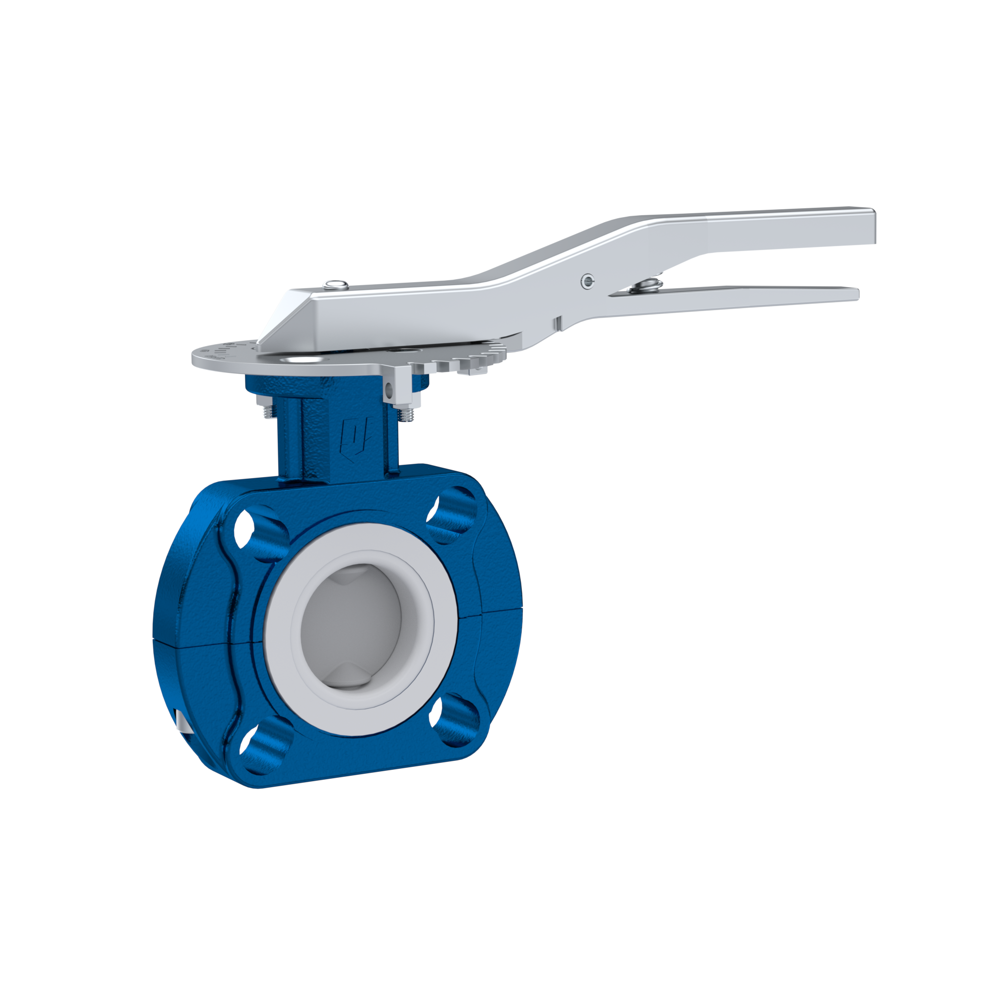 Butterfly-valve PTFE AK09 DN40 ANSI150 lever EPDM insert