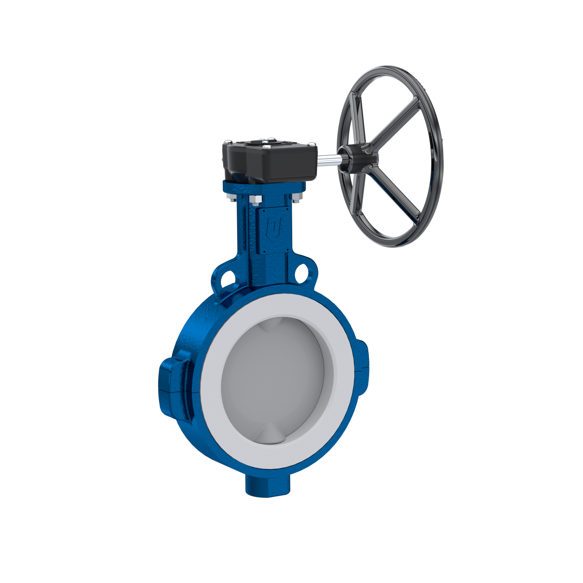 PFA-Butterfly-valve PTFE AK09 DN200 PN10-PN16 handwheel gearbox silicone insert