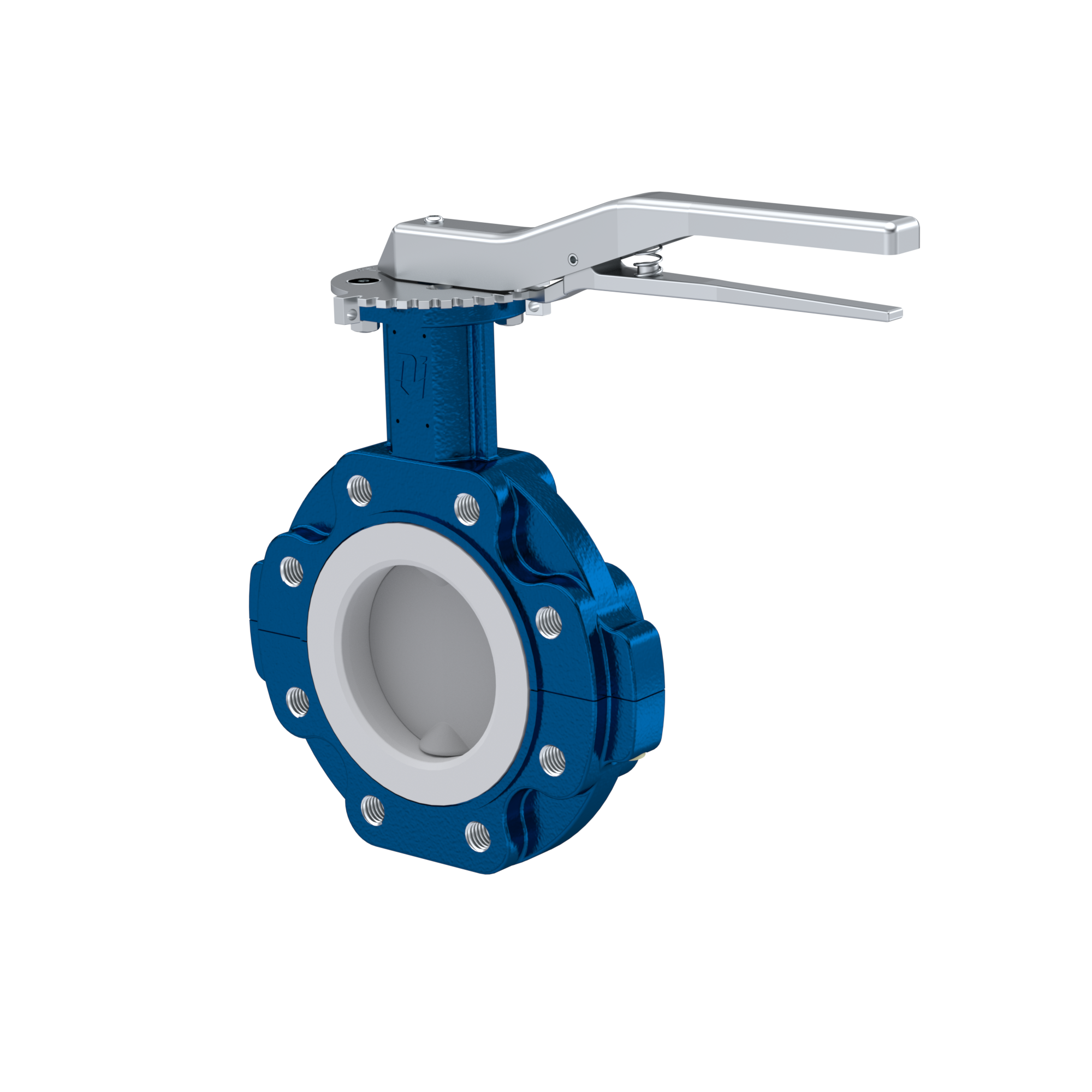 Przepustnica PFA PTFE AK10 DN150 PN10-PN16 dźwignia ręczna wkladka Silikon