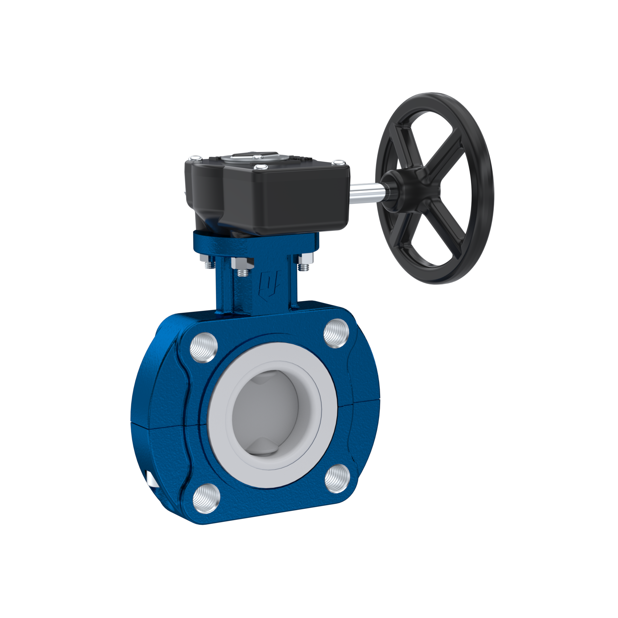 Butterfly-valve PTFE AK10 DN40 PN10-PN16 handwheel gearbox silicone insert