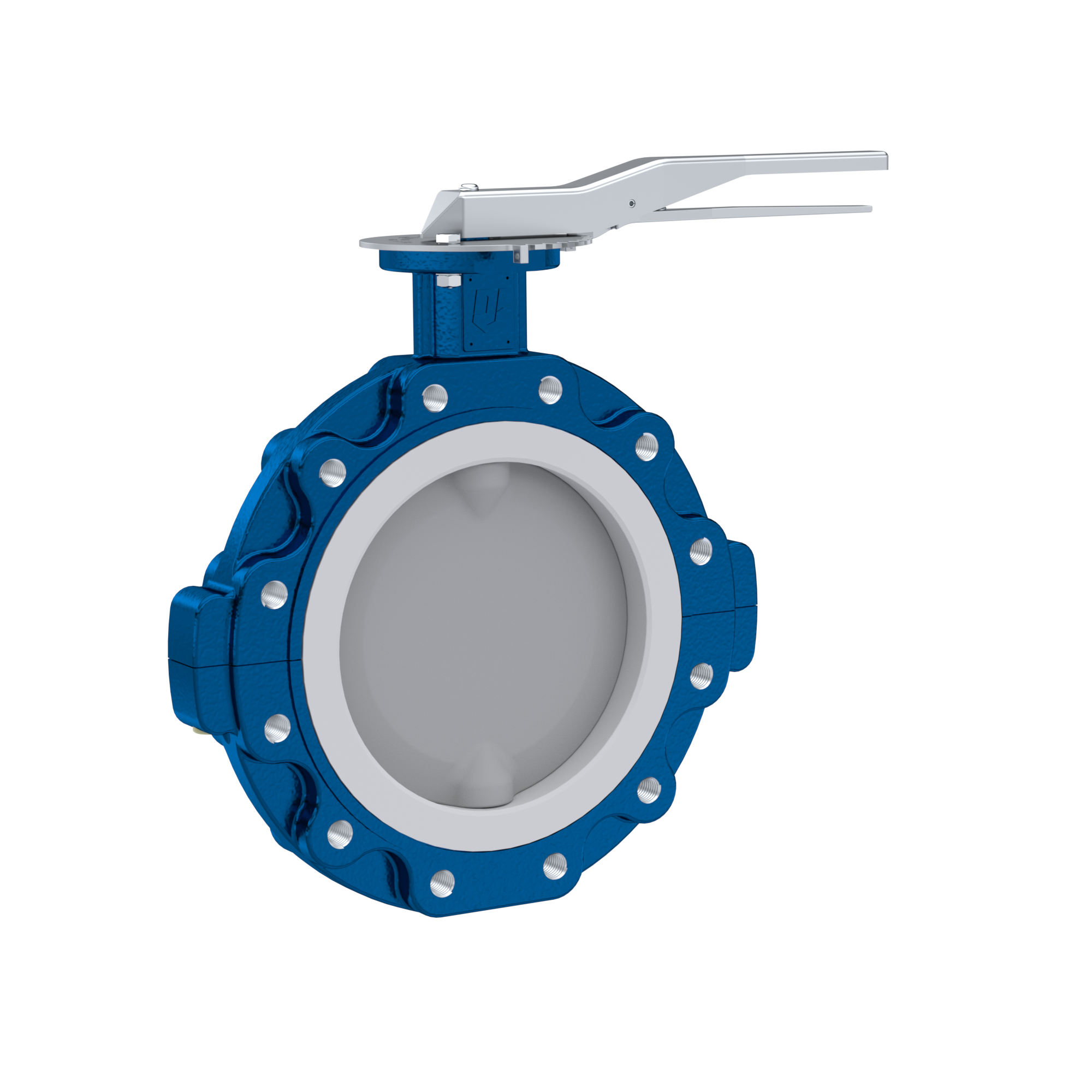 Butterfly-valve PTFE AK10 DN200 PN10 lever EPDM insert