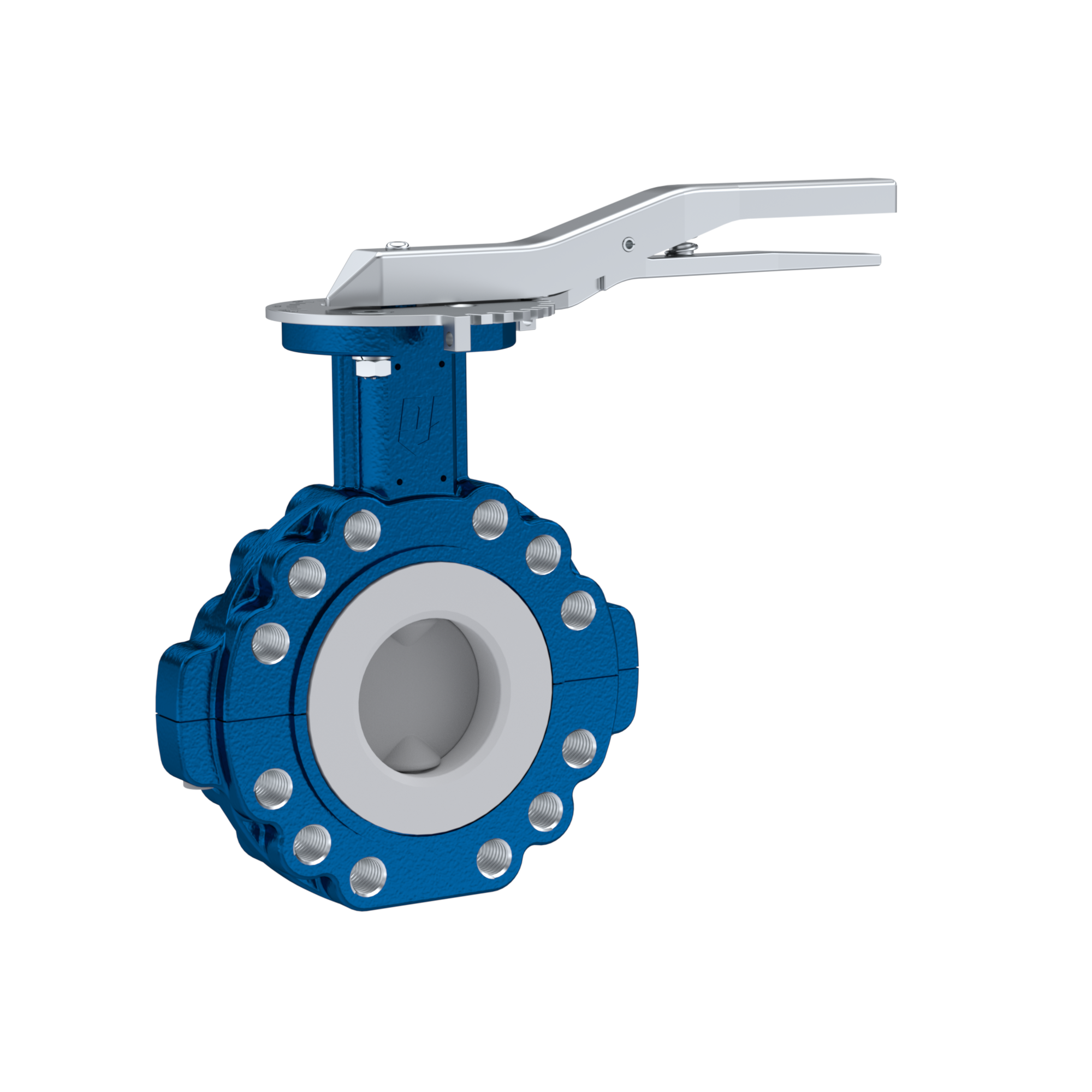 PFA-Absperrklappe PTFE AK10 DN65 PN10-PN16 Rasthebel Silikon Einlage