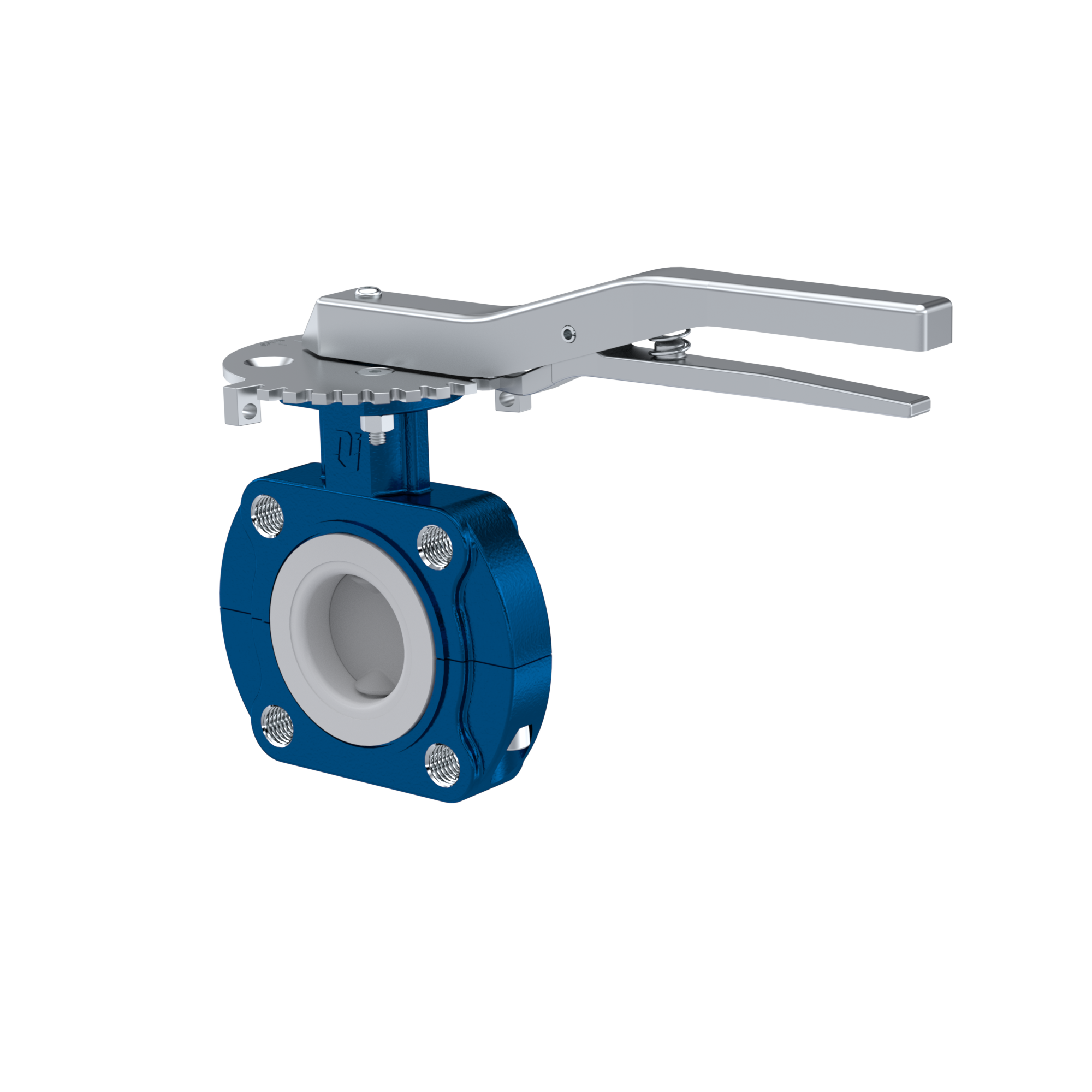 Przepustnica PFA PTFE AK10 DN40 PN10-PN16 dźwignia ręczna wkladka Silikon