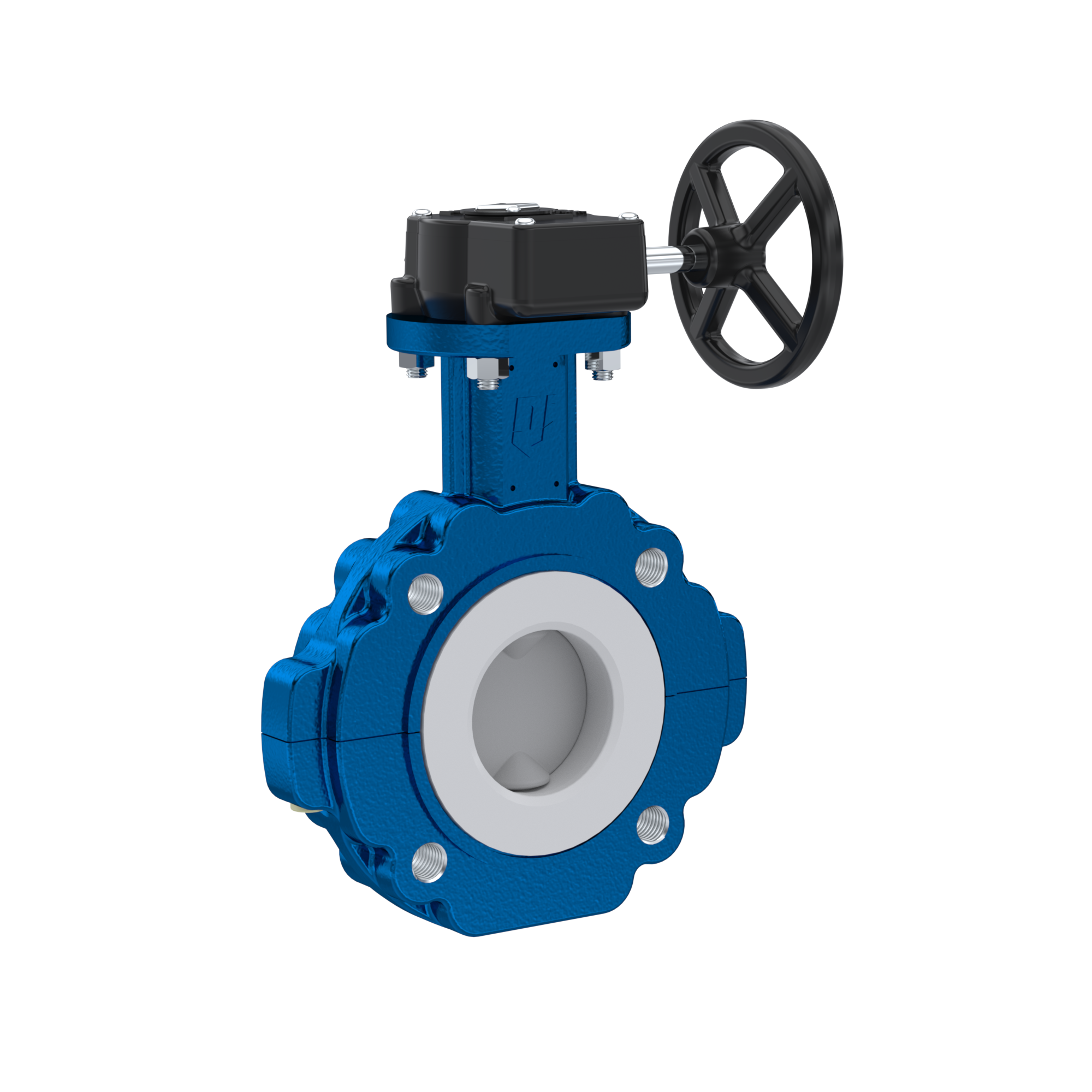 Butterfly-valve PTFE AK10 DN80 ANSI150 handwheel gearbox EPDM insert