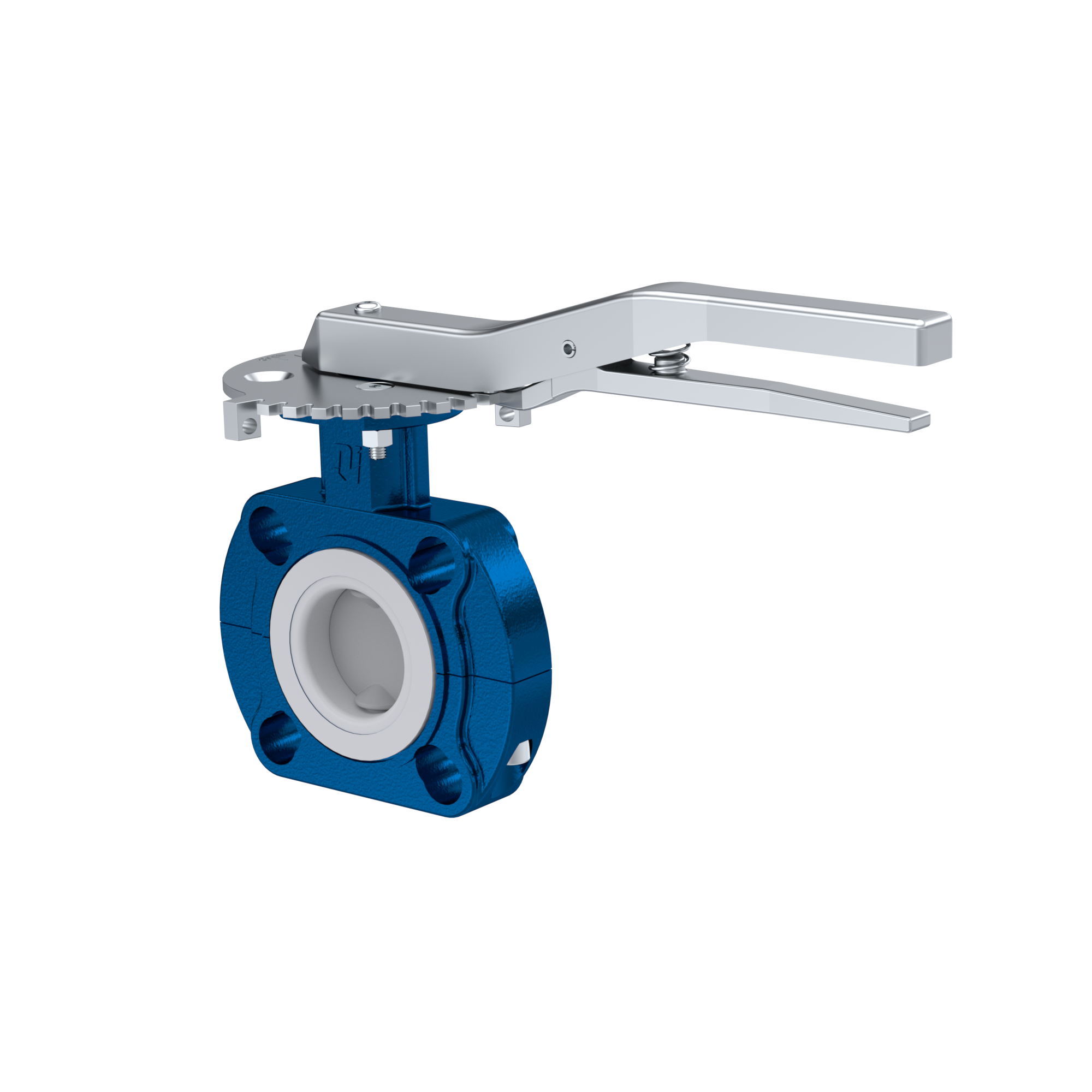 Butterfly-valve PTFE AK09 DN40 ANSI150 lever EPDM insert